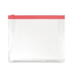 Trousse de toilette publicitaire pas chère, PVC transparent CabinCrew couleur rouge transparent