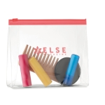 Trousse de toilette publicitaire pas chère, PVC transparent CabinCrew couleur rouge transparent deuxième vue principale