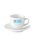 Tasse à expresso avec soucoupe en porcelaine 80ml Lungo vue avec zone d'impression