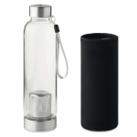 Bouteille publicitaire en verre infuseur avec étui 500 ml TeaBreak couleur noir