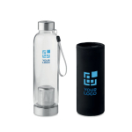 Bouteille publicitaire en verre infuseur avec étui 500 ml TeaBreak vue avec zone d'impression