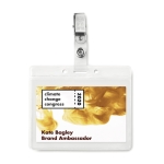 Porte-badge tour de cou personnalisé en PVC ClipOn couleur transparent deuxième vue principale