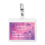 Porte-badge tour de cou personnalisé en PVC ClipOn couleur transparent deuxième vue principale
