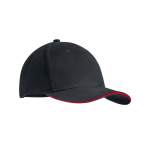 Casquette noire de style baseball avec logo et ligne de couleur Stripe couleur rouge