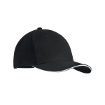 Casquette noire de style baseball avec logo et ligne de couleur Stripe couleur blanc