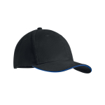 Casquette noire de style baseball avec logo et ligne de couleur Stripe couleur bleu roi