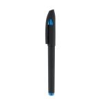 Stylo gel floqué avec finition caoutchoutée et Encre Noire DuoGel couleur bleu