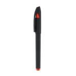 Stylo gel floqué avec finition caoutchoutée et Encre Noire DuoGel couleur rouge
