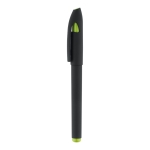 Stylo gel floqué avec finition caoutchoutée et Encre Noire DuoGel couleur vert clair