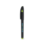 Stylo gel floqué avec finition caoutchoutée et Encre Noire DuoGel avec zone d'impression