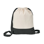 Sac à dos à cordons bicolore en toile de coton 180 g/m2 CottonStyle couleur noir première vue