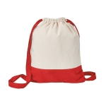 Sac à dos à cordons bicolore en toile de coton 180 g/m2 CottonStyle couleur rouge