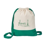 Sac à dos à cordons bicolore en toile de coton 180 g/m2 CottonStyle couleur vert image avec logo 2