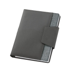 Bloc-notes en similicuir à pochette et fermeture magnétique Tissu A5 couleur gris