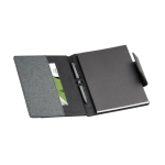 Bloc-notes en similicuir à pochette et fermeture magnétique Tissu A5 couleur gris troisième vue