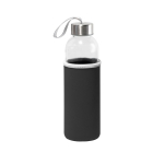 Bouteille en verre avec bouchon en acier inoxydable et sangle 520ml couleur noir