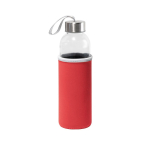 Bouteille en verre avec bouchon en acier inoxydable et sangle 520ml couleur rouge