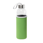 Bouteille en verre avec bouchon en acier inoxydable et sangle 520ml couleur vert clair