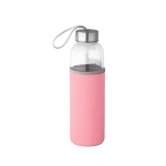 Bouteille en verre avec bouchon en acier inoxydable et sangle 520ml couleur rose clair 