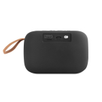 Enceinte Bluetooth minimaliste caoutchoutée avec sangle et micro Club couleur gris deuxième vue