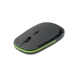 Souris publicitaire sans fil avec logo et finition caoutchouc Traction couleur vert lime