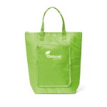 Sac pliable en polyester qui sert de glacière avec fermeture éclair couleur vert clair image avec logo