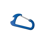 Porte-clés mousqueton et décapsuleur en aluminium Décapsuleur AluClip couleur bleu