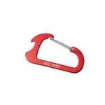 Porte-clés mousqueton et décapsuleur en aluminium Décapsuleur AluClip couleur rouge image avec logo