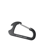 Porte-clés mousqueton et décapsuleur en aluminium Décapsuleur AluClip avec zone d'impression