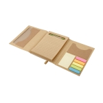 Bloc-notes papier recyclé avec autocollants, règle et stylo PocketDesk couleur naturel troisième vue