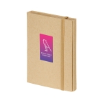 Bloc-notes papier recyclé avec autocollants, règle et stylo PocketDesk couleur naturel image avec logo