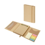 Bloc-notes papier recyclé avec autocollants, règle et stylo PocketDesk diverses couleurs