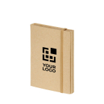 Bloc-notes papier recyclé avec autocollants, règle et stylo PocketDesk avec zone d'impression