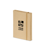 Bloc-notes papier recyclé avec autocollants, règle et stylo PocketDesk avec zone d'impression