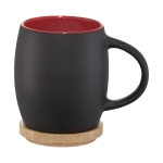 Tasse en céramique avec base ou couvercle en bois 400 ml Coaster couleur rouge deuxième vue frontale