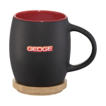Tasse en céramique avec base ou couvercle en bois 400 ml Coaster couleur rouge vue avec impression sérigraphique