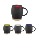 Tasse en céramique avec base ou couvercle en bois 400 ml Coaster couleur blanc deuxième vue en couleurs