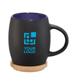 Tasse en céramique avec base ou couvercle en bois 400 ml Coaster avec zone d'impression