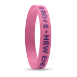 Bracelet plastique personnalisé avec logo en bas relief couleur rose