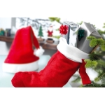 Chaussette de Noël personnalisable pour cadeaux Santa couleur rouge vue d'ambiance