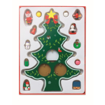 Petit sapin de Noël en bois avec 12 décorations Noel couleur vert troisième vue