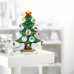 Petit sapin de Noël en bois avec 12 décorations Noel couleur vert vue d'ambiance