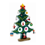 Petit sapin de Noël en bois avec 12 décorations Noel couleur vert vue avec zone d'impression