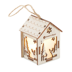 Décoration de Noël en forme de maison lumineuse Lampion couleur bois deuxième vue principale