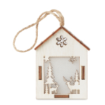 Décoration de Noël en forme de maison lumineuse Lampion couleur bois troisième vue