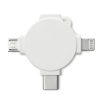 Adaptateur avec 3 connecteurs avec impression couleur Cable FullPrint couleur blanc deuxième vue