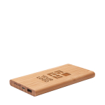 Chargeur sans fil avec logo et connexion C 6.000 mAh Bamboo vue avec zone d'impression