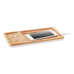 Set de table en bambou Bamboo Tidy avec chargeur sans fil Bamboo Tidy couleur blanc troisième vue