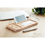 Set de table en bambou Bamboo Tidy avec chargeur sans fil Bamboo Tidy couleur blanc vue d'ambiance