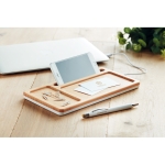 Set de table en bambou Bamboo Tidy avec chargeur sans fil Bamboo Tidy couleur blanc vue d'ambiance principale